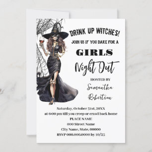 Jährliches Halloween-Party von Mädchen für Nachmit Einladung