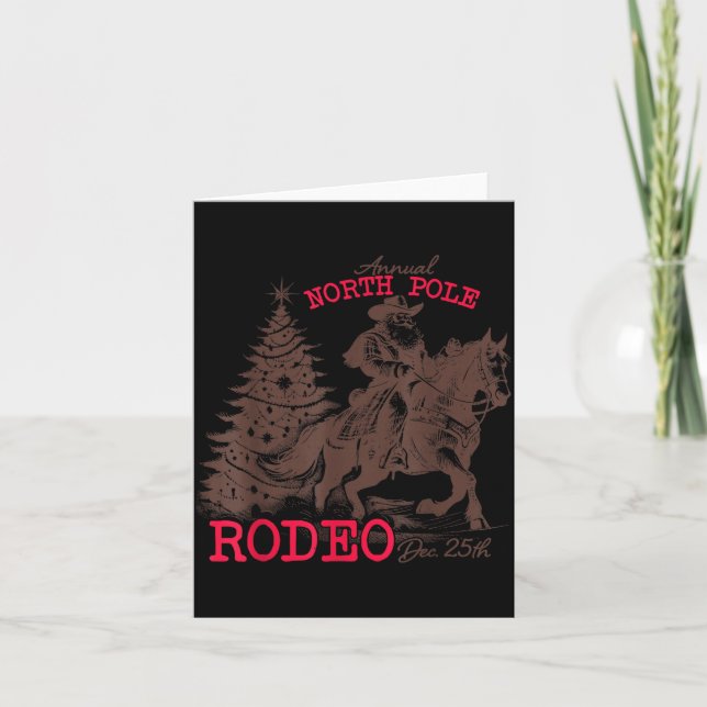 Jährliches North Le Rodeo Santa Western Cowboy Wei Karte (Vorderseite)
