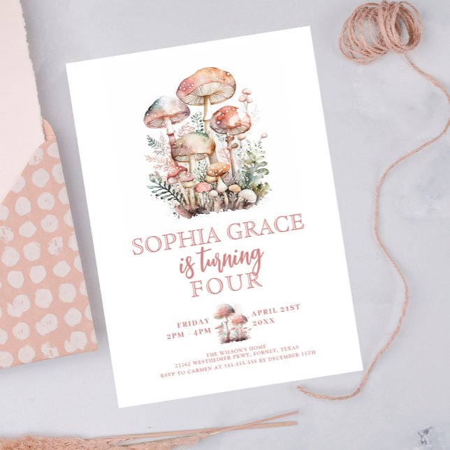Jährliches Pilzzeremonie Rosa Geburtstag Einladung (Von Creator hochgeladen)