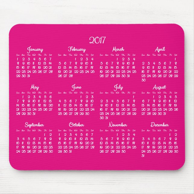 Jährliches Rosa 2017 Kalendermousepads Mousepad (Vorne)