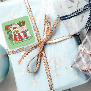 Jährliches Weihnachtsfest-Foto Quadratischer Aufkleber