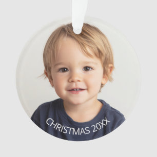 Jährliches Weihnachtsfoto mit weißem Text Ornament