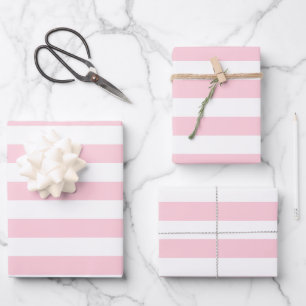 Jahrtausendrosa und weiße Streifen Geschenkpapier Set