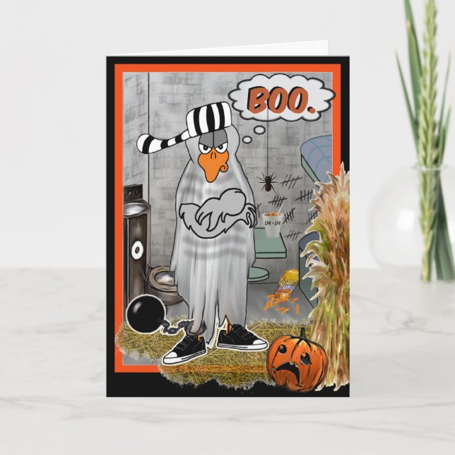 Jail Bird Ghost Halloween Card Karte (Vorderseite)