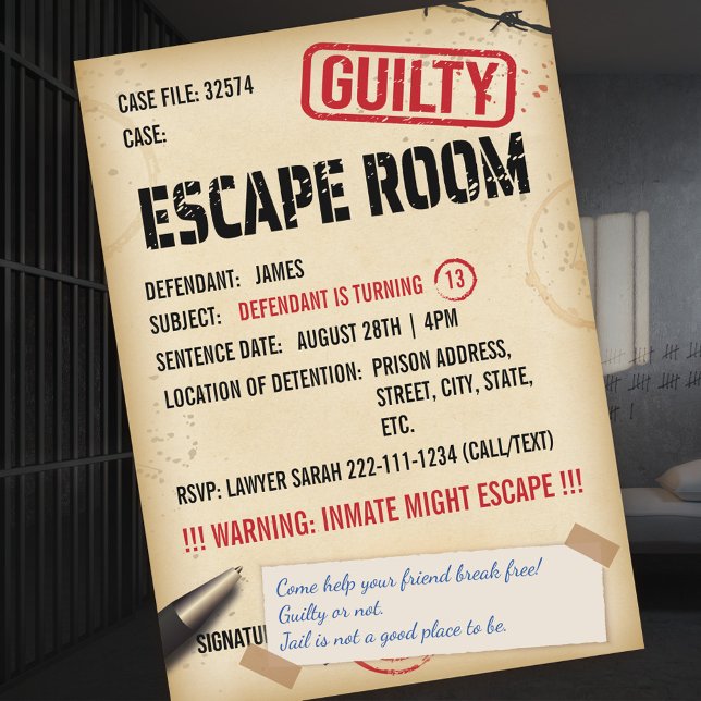 Jail Escape Room Einladung zum Geburtstag (Von Creator hochgeladen)