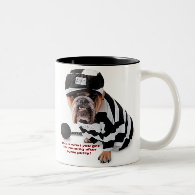 Jailbird-Hund Zweifarbige Tasse (Rechts)