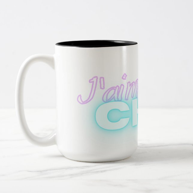 Jaime pas Chat Französischer Ausdruckskatze lustig Zweifarbige Tasse (Links)