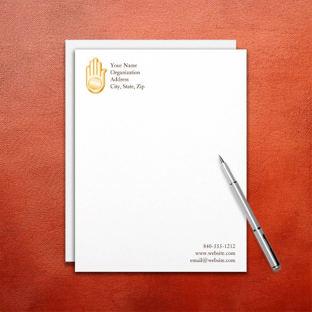 Jain Symbol Briefkopf (Jain Symbol Letterhead. 
Golden Ahimsa symbol of the Jain faith. Customize with your text. )