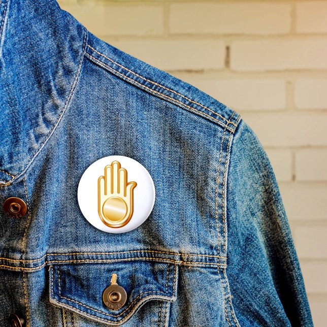 Jain Symbol Button (Golden Ahimsa symbol of the Jain faith. )