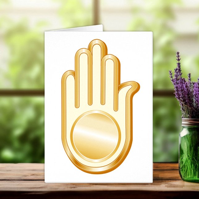 Jain Symbol Greeting Card (Jain Symbol Greeting Card.
Golden Ahimsa symbol of the Jain faith. Customize with your text. )