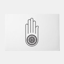 Jain Symbol von Ahimsa (Hand der Nicht-Gewalt) Fußmatte
