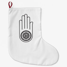 Jain Symbol von Ahimsa (Hand der Nicht-Gewalt) Großer Weihnachtsstrumpf