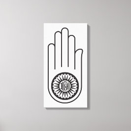 Jain Symbol von Ahimsa (Hand der Nicht-Gewalt) Leinwanddruck