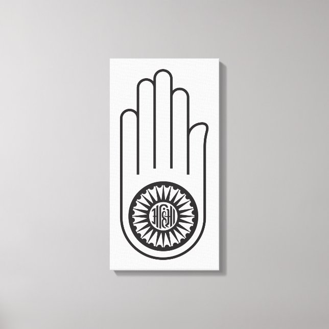 Jain Symbol von Ahimsa (Hand der Nicht-Gewalt) Leinwanddruck (Vorderseite)