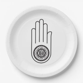 Jain Symbol von Ahimsa (Hand der Nicht-Gewalt) Pappteller