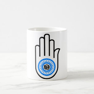 Jainismus-Symbol-Hand und Rad lesenAhimsa Tasse