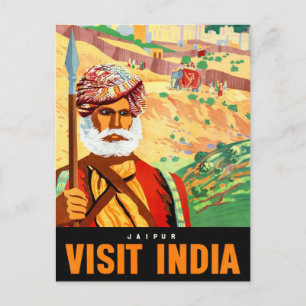 Jaipur Besuch Indien Vintage Reiseplakat Restaurie Postkarte