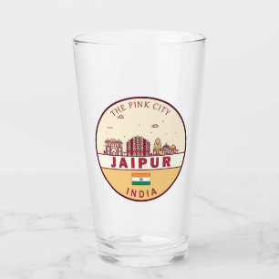 Jaipur India City Skyline Emblem Glas
