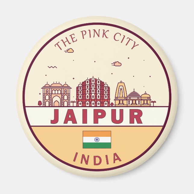 Jaipur India City Skyline Emblem Magnet (Vorne)