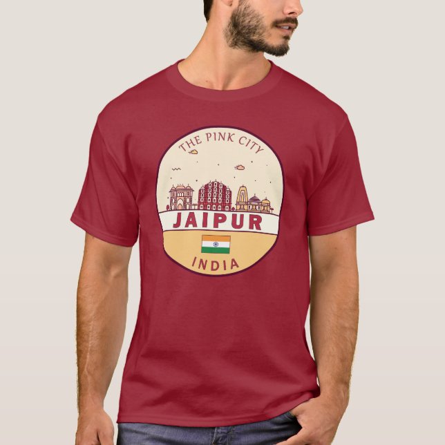 Jaipur India City Skyline Emblem T-Shirt (Vorderseite)