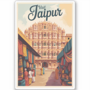 Jaipur India Hawa Mahal Illustration Travel Art Aufkleber