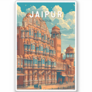Jaipur India Illustration Travel Art Vintag Aufkleber