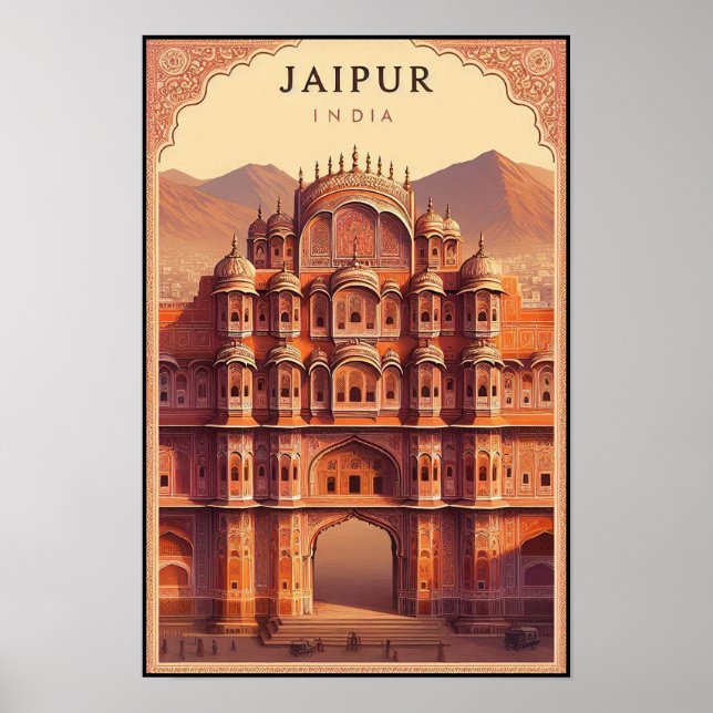 Jaipur India - Stadt Palaces Vintage Travel Poster (Vorne)