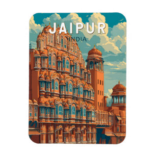 Jaipur Indien Illustration Reise Kunst Vintage Magnet
