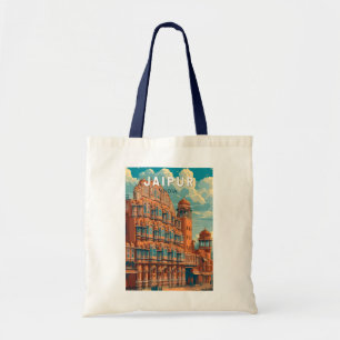 Jaipur Indien Illustration Reise Kunst Vintage Tragetasche