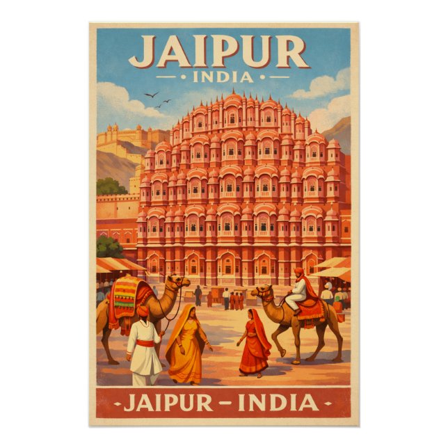 Jaipur, Indien, im klassischen Retro-Stil Poster (Vorderseite)