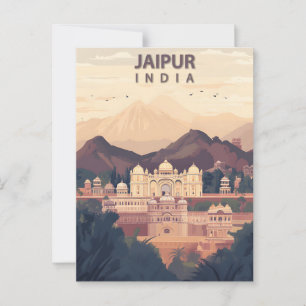 Jaipur Indien Pink City Vintage Reise Postkarte