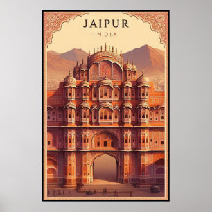 Jaipur Indien - Stadt der Paläste Vintage Reise Poster