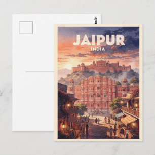 Jaipur Indien Vintage Reise Postkarte