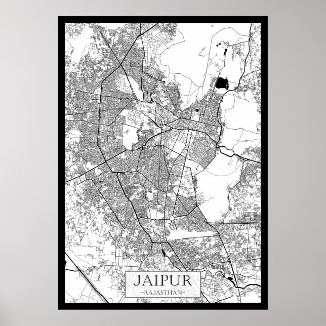 Jaipur Rajasthan Karte Poster (Vorne)