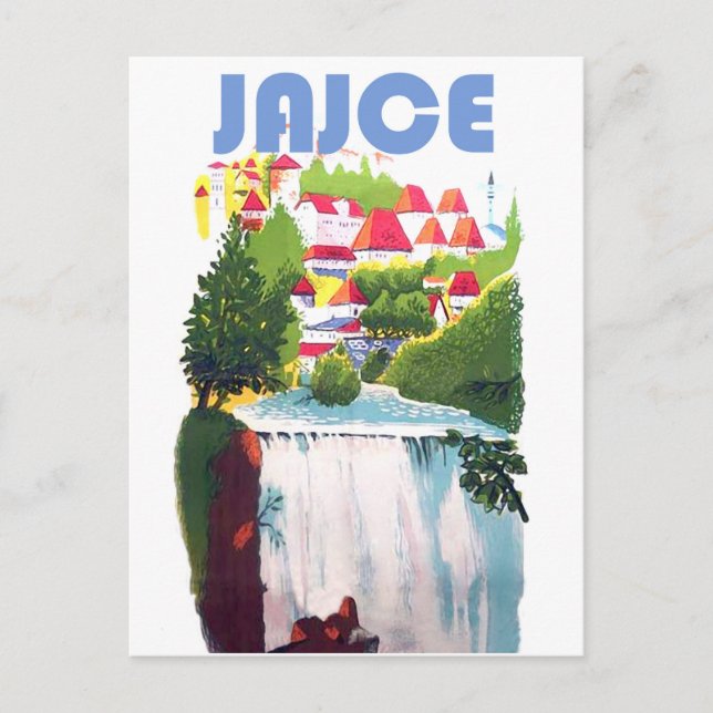 Jajce, Wasserfälle Bosnien, Jugoslawien, Vintag Postkarte (Vorderseite)