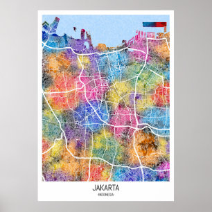 Jakarta Indonesia City Map Poster