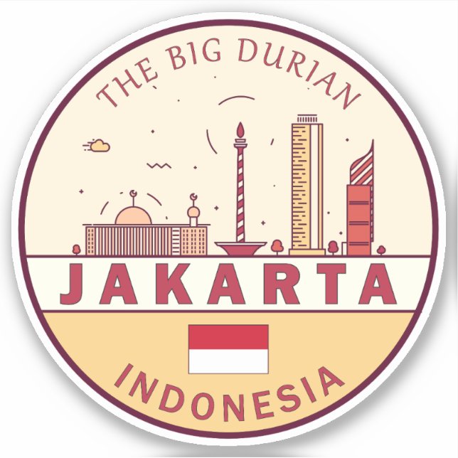 Jakarta Indonesia City Skyline Emblem Aufkleber (Vorderseite)