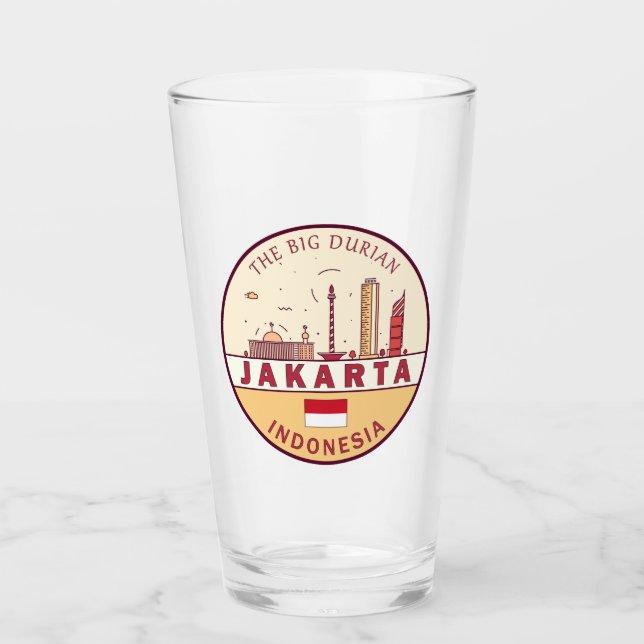 Jakarta Indonesia City Skyline Emblem Glas (Vorderseite)