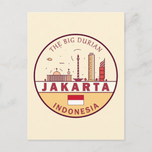 Jakarta Indonesia City Skyline Emblem Postkarte