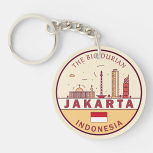 Jakarta Indonesia City Skyline Emblem Schlüsselanhänger