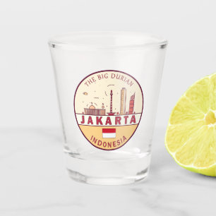 Jakarta Indonesia City Skyline Emblem Schnapsglas