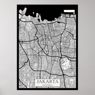 Jakarta Indonesien Karte Poster