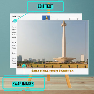 Jakarta Indonesien mit National Monument Modern Postkarte