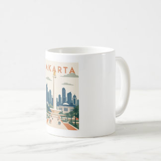 Jakarta Indonesien Reiseplakat Kaffeetasse