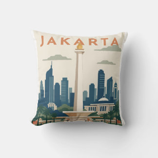 Jakarta Indonesien Reiseplakat Kissen