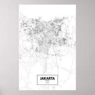Jakarta, Indonesien (schwarz auf weiß) Poster