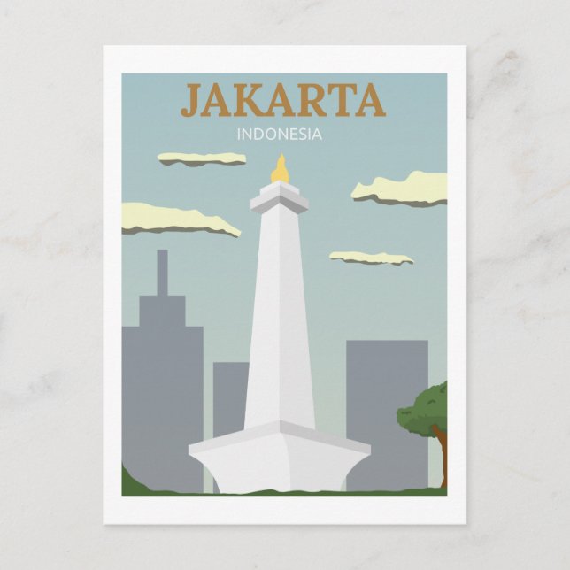 Jakarta, Indonesien Vintag Retro Travel Postkarte (Vorderseite)