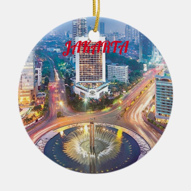 Jakarta Panorama Weihnachtsdekoration Keramik Ornament (Vorne)