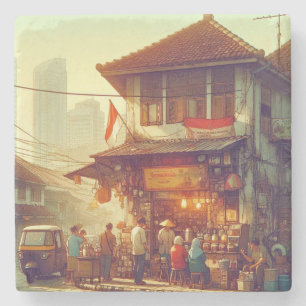 Jakarta Street Coffee Shop Steinuntersetzer