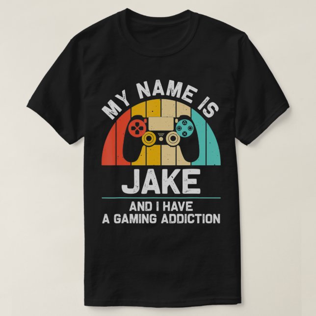 JAKE Gift Name Personalized Funny Gaming Geek Birt T-Shirt (Design vorne)